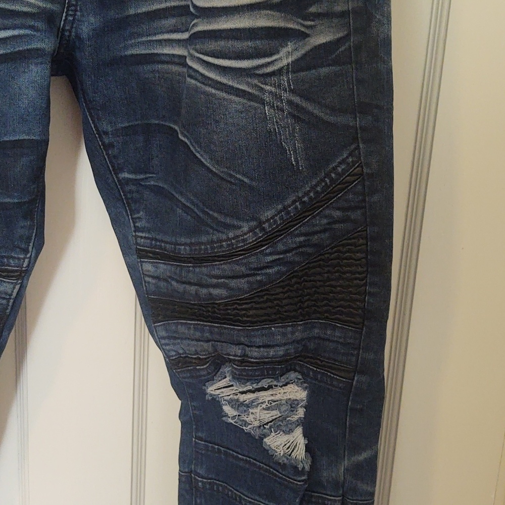 R. Sole Denim Moto Style Slim Fit Distressed Jeans Sz 34 x 32 - Picture 5 of 11